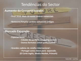 Características dos Centros ComerciaisCrescimento do Sector Caracterização dos C.ComerciaisGráfico 2: Peso Relativo dos Diferentes tipos de Centros Comerciais Associados                        Fonte: APCC  (2008)4Gráfico 1: Crescimento Acumulado do Sector (1970-2008)                                                                     Fonte APCC (2008)