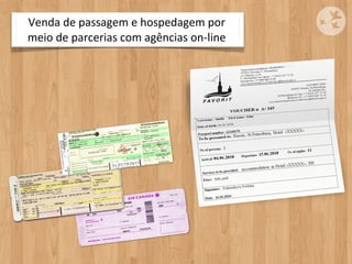 Venda	
  de	
  passagem	
  e	
  hospedagem	
  por	
  
meio	
  de	
  parcerias	
  com	
  agências	
  on-­‐line
 