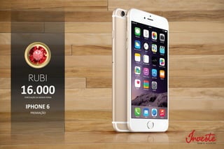 RUBI
16.000PONTUAÇÃO DA MENOR PERNA
PREMIAÇÃO
IPHONE 6
 