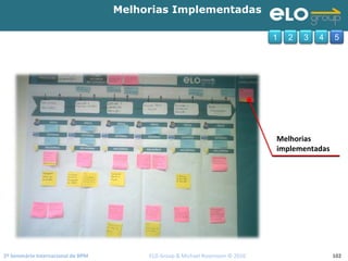 2º Seminário Internacional de BPM                                         ELO Group & Michael Rosemann © 2010 102
Melhorias Implementadas
1 2 3 4 5
Melhorias
implementadas
 