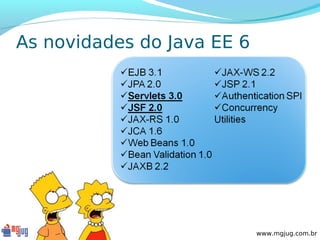 As novidades do Java EE 6




                            www.mgjug.com.br
 