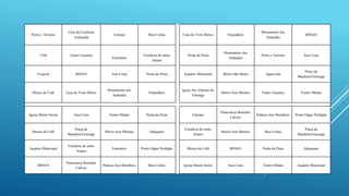 Porto e Turismo
Casa da Confraria
Azulejada
Catraias Braz Cubas Casa do Trem Bélico Orquidário
Monumento dos
Andradas
BINGO
1546 Teatro Guarany
Emissário
Fortaleza de santo
Amaro
Ponta da Praia
Monumento dos
Andradas
Porto e Turismo Ana Costa
Tropical BINGO Ana Costa Ponta da Praia Aquário Municipal Morro São Bento Aparecida
Praça da
Bandeira/Gonzaga
Museu do Café Casa do Trem Bélico
Monumento dos
Andradas
Orquidário
Igreja Sto Antonio do
Valongo
Morro José Menino Teatro Guarany Tomie Ohtake
Igreja Monte Serrat Ana Costa Tomie Ohtake Ponta da Praia Catraias
Pinacoteca Benedito
Calixto
Palácio Jose Bonifácio Ponte Edgar Perdigão
Museu do Café
Praça da
Bandeira/Gonzaga
Morro Jose Menino Jabaquara
Fortaleza de santo
Amaro
Morro Jose Menino Braz Cubas
Praça da
Bandeira/Gonzaga
Aquário Municipal
Fortaleza de santo
Amaro
Emissário Ponte Edgar Perdigão Museu do Café BINGO Ponta da Praia Jabaquara
BINGO
Pinacoteca Benedito
Calixto
Palácio Jose Bonifácio Braz Cubas Igreja Monte Serrat Ana Costa Tomie Ohtake Aquário Municipal
 