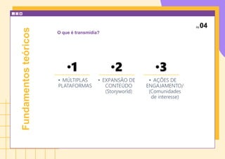 O que é transmídia?
pg.04
Fundamentos
teóricos
 