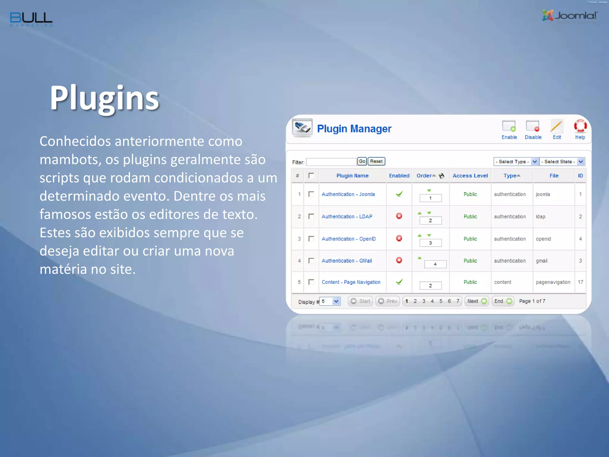  Sumário de conteúdo no formato RSS;