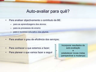 Divulgando os resultados da acção da BEAPLICAÇÃO DO MODELO DE AUTO-AVALIAÇÃO DA BE