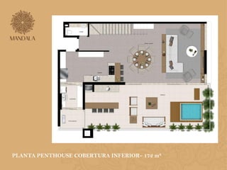 PLANTA PENTHOUSE COBERTURA INFERIOR– 172 m² 
 
