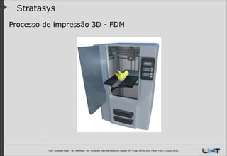 Stratasys
Processo de impressão 3D - FDM
!

LWT Software Ltda. – Av. Kennedy, 164. 6o andar, São Bernardo do Campo SP – Cep: 09726-250, Fone: +55 (11) 3232-0532

 