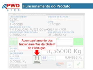Funcionamento do Produto




  Acompanhamento dos
fracionamentos da Ordem
       de Produção.
 