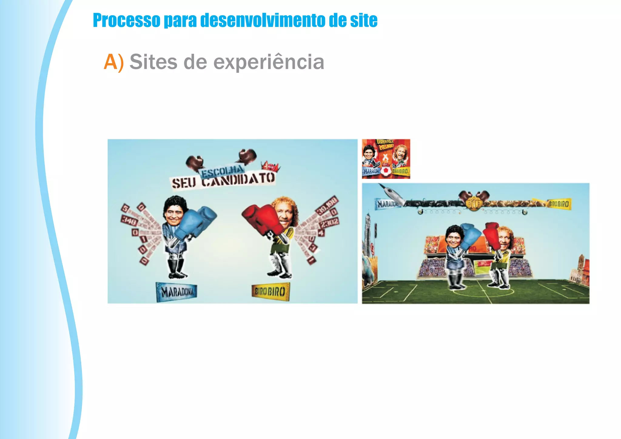 Processo para desenvolvimento de site

 A) Sites de experiência
 