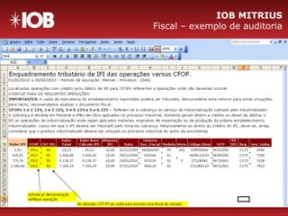 IOB MITRIUS
Fiscal – exemplo de auditoria
 