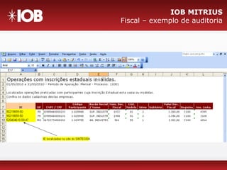 IOB MITRIUS
Fiscal – exemplo de auditoria
 