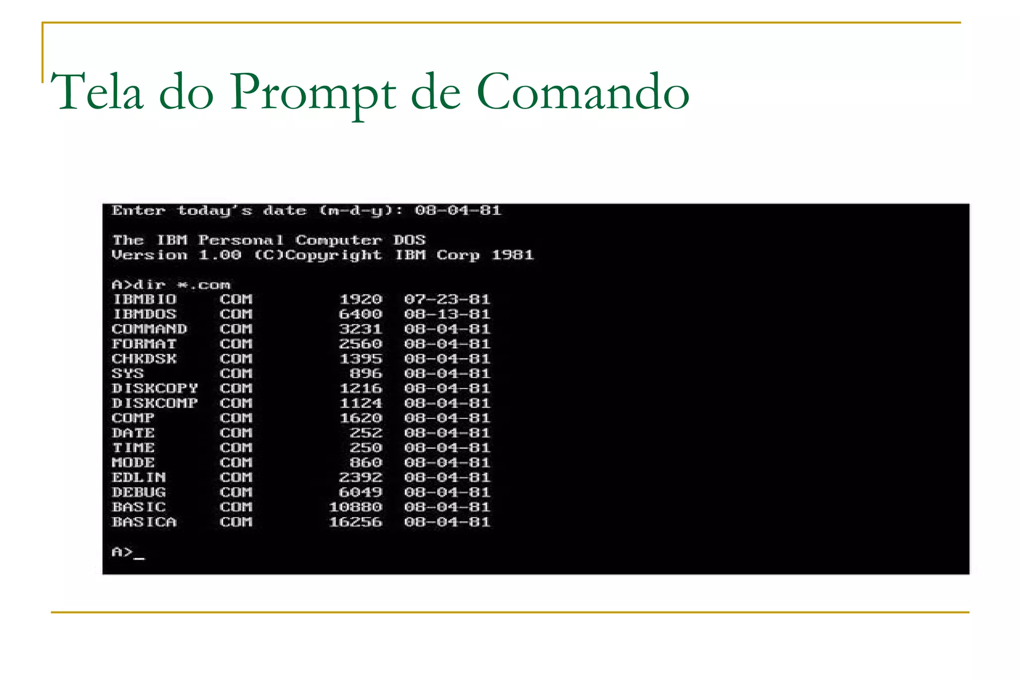 Tela do Prompt de Comando Resuma as principais características e vantagens do produto a ser apresentado 