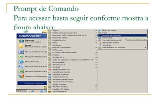 Prompt de Comando Para acessar basta seguir conforme mostra a figura abaixo: 