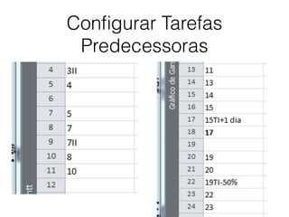 Conﬁgurar Tarefas
Predecessoras
 