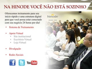 Oferecemos treinamento para seu
início rápido e uma estrutura digital
para que você possa estar conectado
com seu negócio 24 horas por dia!
• Sistema de Treinamento
• Apoio Virtual
• Site institucional
• Escritório Virtual
• Loja Virtual
• Divulgação
• Redes Sociais
 