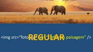<img src=“foto.jpg” alt=“Elefantes paisagem” />REGULAR
 