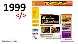 1999
</>
#comochegueiaqui * Aparência do site em 2002
 