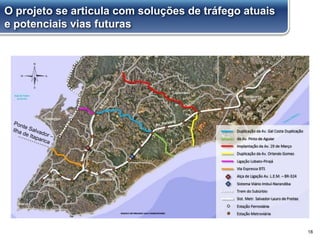 18
O projeto se articula com soluções de tráfego atuais
e potenciais vias futuras
 