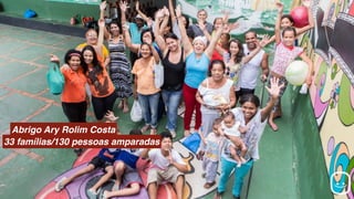 Abrigo Ary Rolim Costa
33 famílias/130 pessoas amparadas
 