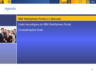 Agenda IBM WebSphere Portal e o Mercado Visão tecnológica do IBM WebSphere Portal Considerações finais 