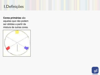 I.Deﬁnições

Cores primárias são
aquelas que não podem
ser obtidas a partir da
mistura de outras cores.
 