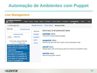 27
Live Management
Automação de Ambientes com Puppet
 