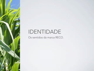 IDENTIDADE
Os sentidos da marca RECO.
 