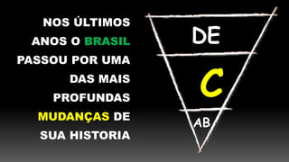 NOS ÚLTIMOS
ANOS O BRASIL
PASSOU POR UMA
DAS MAIS
PROFUNDAS
MUDANÇAS DE
SUA HISTORIA
DE
C
AB
 