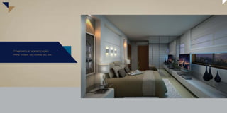 Conforto e sofisticação
para todas as horas do dia.

Perspectiva ilustrada da suíte do apartamento de 113 m2

 