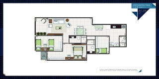 Os móveis e utensílios apresentados são de dimensões comerciais e os objetos de decoração
não fazem parte do contrato de aquisição. As medidas são internas e de face a face das paredes.
91.26
m2
apartamentos ﬁnais
1 e 8
 