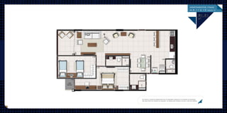 91.21
m2
apartamentos ﬁnais
4,5,11 e 12
Os móveis e utensílios apresentados são de dimensões comerciais e os objetos de decoração
não fazem parte do contrato de aquisição. As medidas são internas e de face a face das paredes.
 