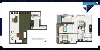 150,35
m2
apartamentos ﬁnais
Duplex Inferior
Duplex superior
Os móveis e utensílios apresentados são de
dimensões comerciais e os objetos de decoração
não fazem parte do contrato de aquisição. As
medidas são internas e de face a face das paredes.
 