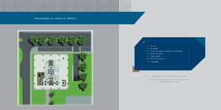 Implantação do lazer no térreo
4
5
6
7
1
2
3
3
1 – Pilotis
2 – Recepção
3 – Halls de acesso a escadas e elevadores
4 – Salão de jogos
5 – Home cinema
6 – Salão de eventos
No Reserva 109, o lazer está aos seus pés.
Privilegiadas áreas de lazer no térreo do empreendimento.
Diversão para a família inteira.
Ilustração artística da implantação. Os ambientes das áreas de lazer serão equipados e decorados sem custo adicional.
 