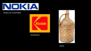 OPÇÕES DE PLATAFORMA
TECNOLOGIA
SAÚDE
 