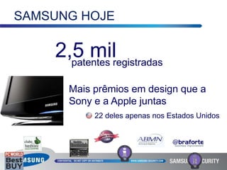 Criar um futuro melhor para todos.SAMSUNGTrês (SAM)representa uma base sustentável e,Estrelas (SUNG)a grandeza, os grandes objetivos.