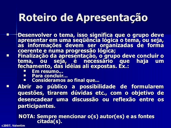 O que deve ter em uma apresentação de slides