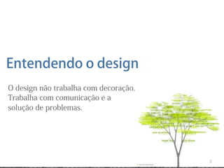Entendendo o design
O design não trabalha com decoração.
Trabalha com comunicação e a
solução de problemas.




                                       2
 