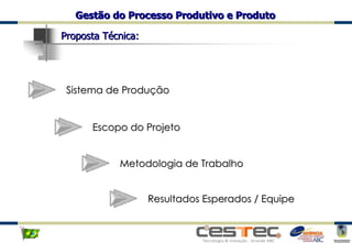 Sistema de Produção Escopo do Projeto Metodologia de Trabalho Proposta Técnica: Resultados Esperados / Equipe 