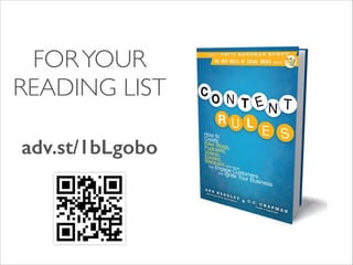 FOR YOUR
READING LIST
adv.st/1bLgobo

 