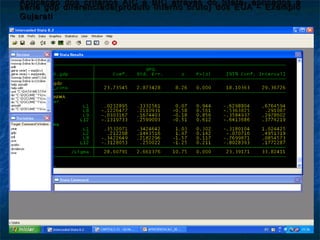 Aplicação dos critérios AIC e BIC através do Stata- aplicados aAplicação dos critérios AIC e BIC através do Stata- aplicados a
série gdp diferenciada(produto interno bruto) dos EUA – Exemplosérie gdp diferenciada(produto interno bruto) dos EUA – Exemplo
GujaratiGujarati
 