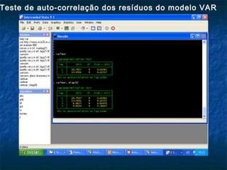 Teste de auto-correlação dos resíduos do modelo VAR
 