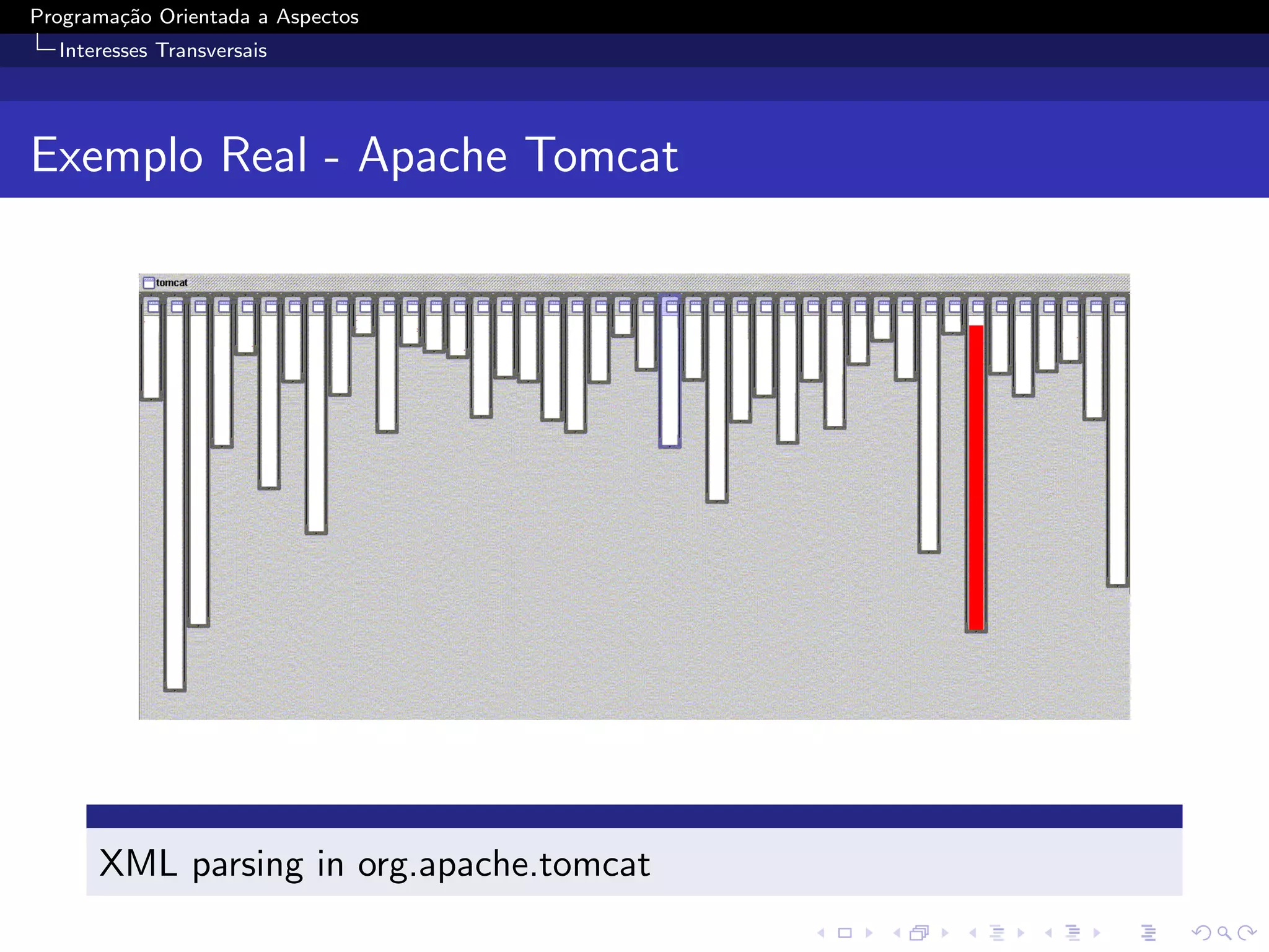 Programa¸˜o Orientada a Aspectos
        ca
  Interesses Transversais




Exemplo Real - Apache Tomcat




      XML parsing in org.apache.tomcat
 