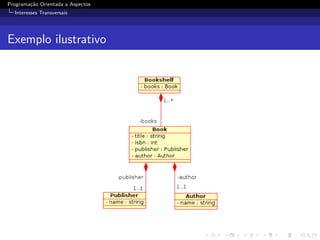 Programa¸˜o Orientada a Aspectos
        ca
  Interesses Transversais




Exemplo ilustrativo
 