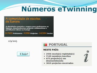 Números eTwinning
2/9/2015	
  
	
  
	
  	
  	
  E	
  hoje?	
  
 