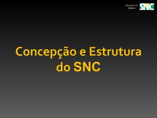 Ministério da
                    Cultura




Concepção e Estrutura
      do SNC
 
