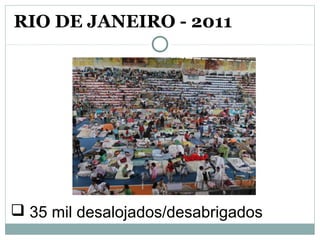  35 mil desalojados/desabrigados
RIO DE JANEIRO - 2011
 