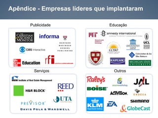 Apêndice - Empresas líderes que implantaram

      Publicidade               Educação




        Serviços                  Outros
 