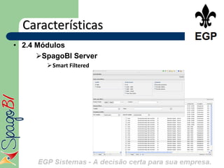 Características
• 2.4 Módulos
      SpagoBI Server
         Smart Filtered
 