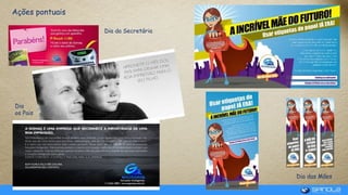 Ações pontuais
Dia da Secretária
Dia
os Pais
Dia das Mães
 