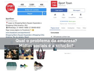 Qual o problema da empresa?
Mídias sociais é a solução?
 